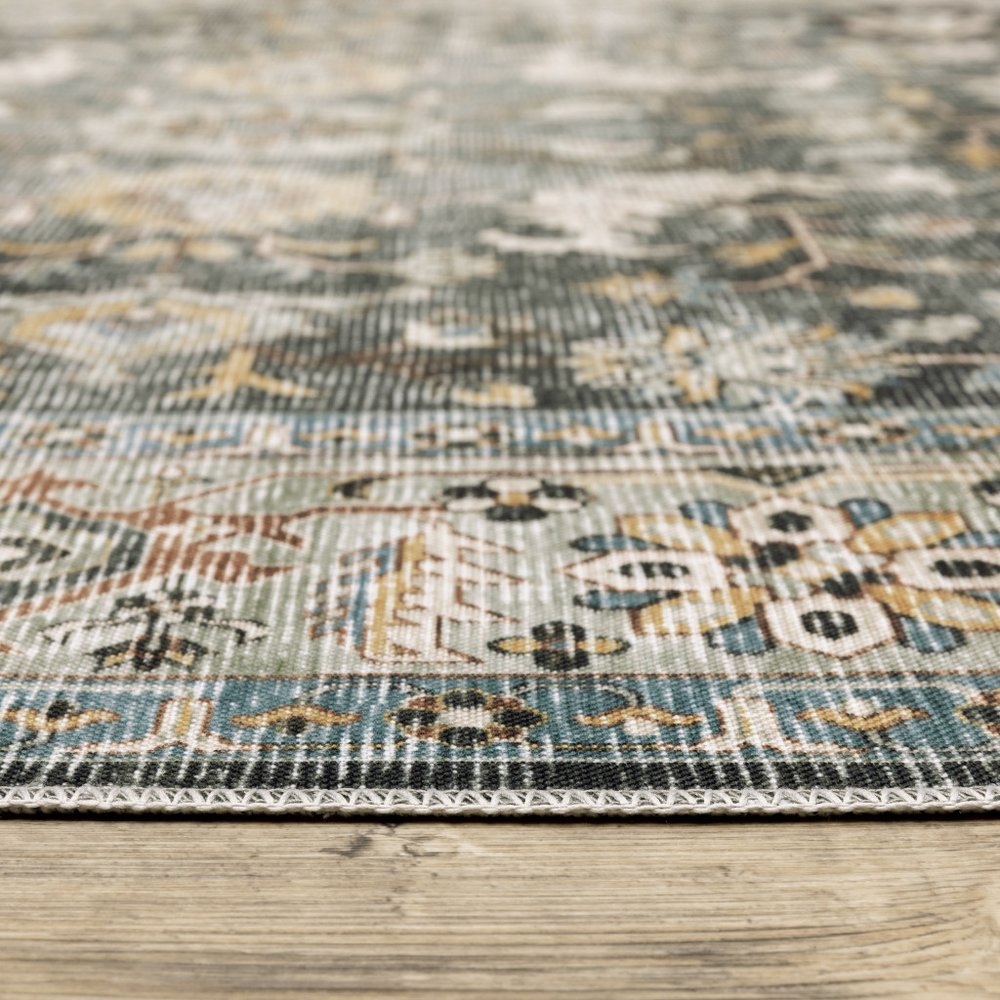 4' X 6' Gray and Ivory Oriental Non Skid Area Rug