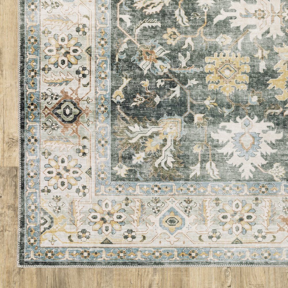 7' X 10' Gray and Ivory Oriental Non Skid Area Rug
