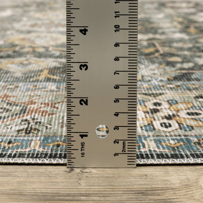 7' X 10' Gray and Ivory Oriental Non Skid Area Rug