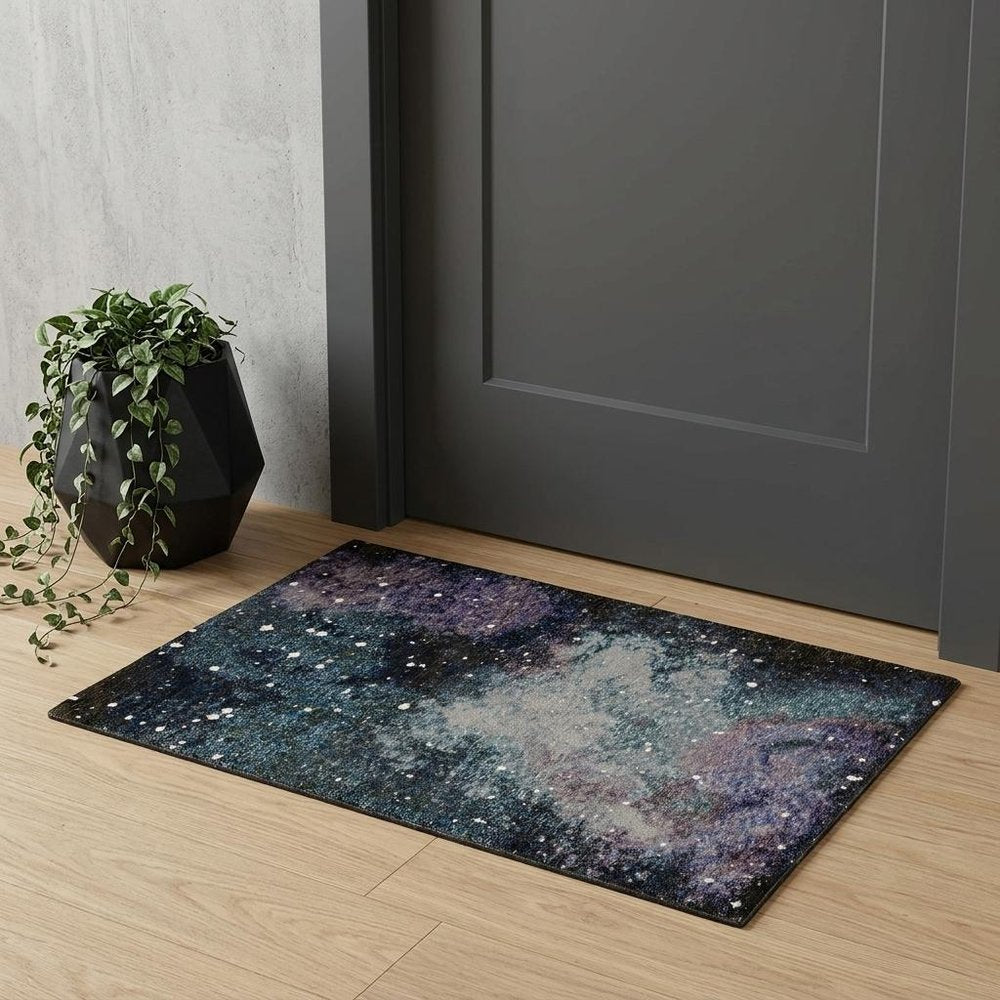 2' X 3' Purple and Ivory Abstract Power Loom Area Rug