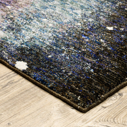 8' Purple And Ivory Abstract Runner Rug