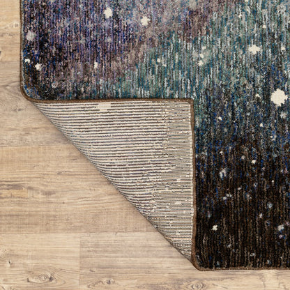 8' Purple And Ivory Abstract Runner Rug