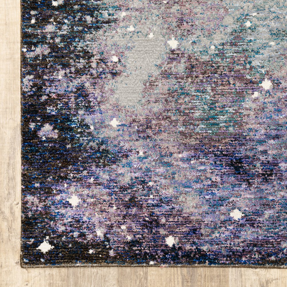 12' Purple Teal And Brown Abstract Runner Rug
