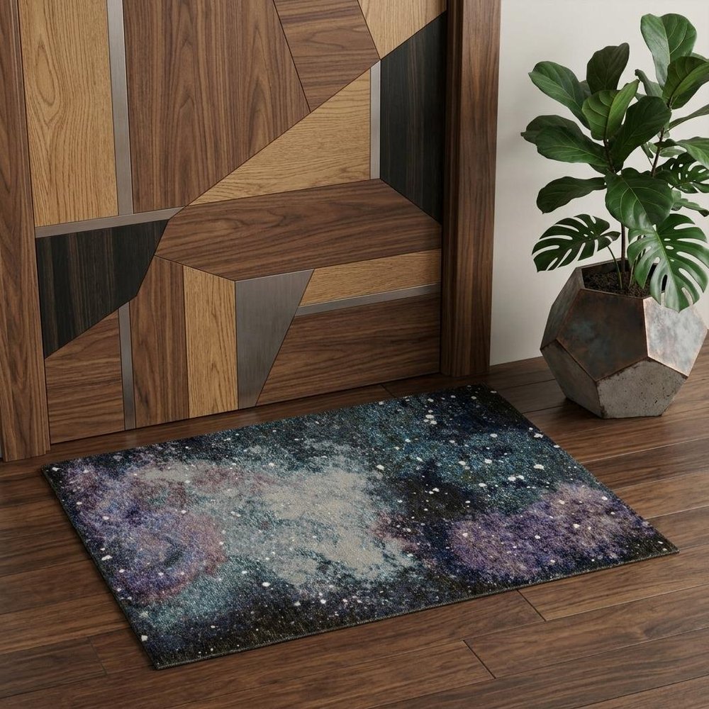 3' X 5' Purple and Ivory Abstract Power Loom Area Rug