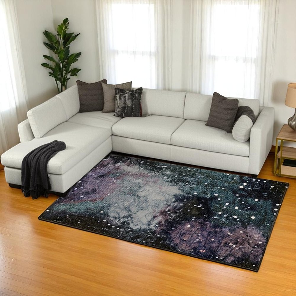 8' X 11' Purple and Ivory Abstract Power Loom Area Rug