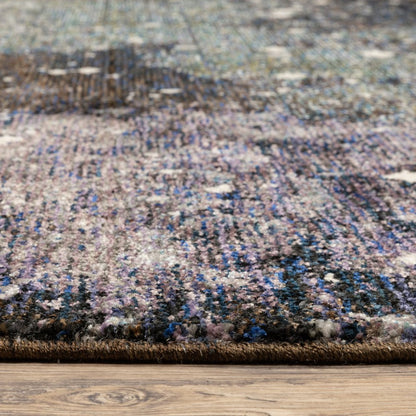 8' X 11' Purple and Ivory Abstract Power Loom Area Rug