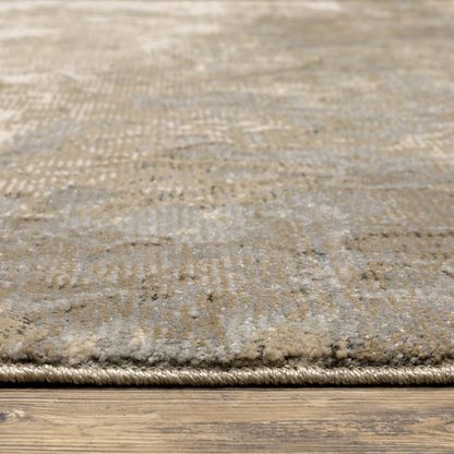 8' Gray And Ivory Abstract Runner Rug