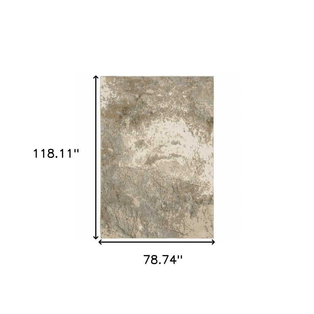 7' X 10' Gray and Ivory Abstract Power Loom Area Rug