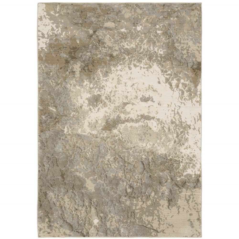 7' X 10' Gray and Ivory Abstract Power Loom Area Rug