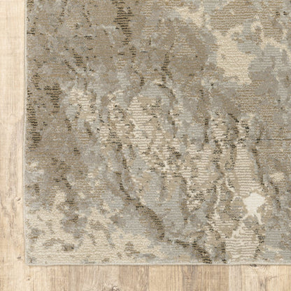 7' X 10' Gray and Ivory Abstract Power Loom Area Rug