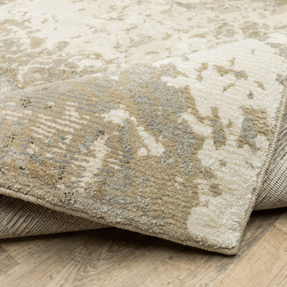7' X 10' Gray and Ivory Abstract Power Loom Area Rug