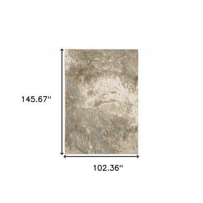 9' X 12' Gray and Ivory Abstract Power Loom Area Rug