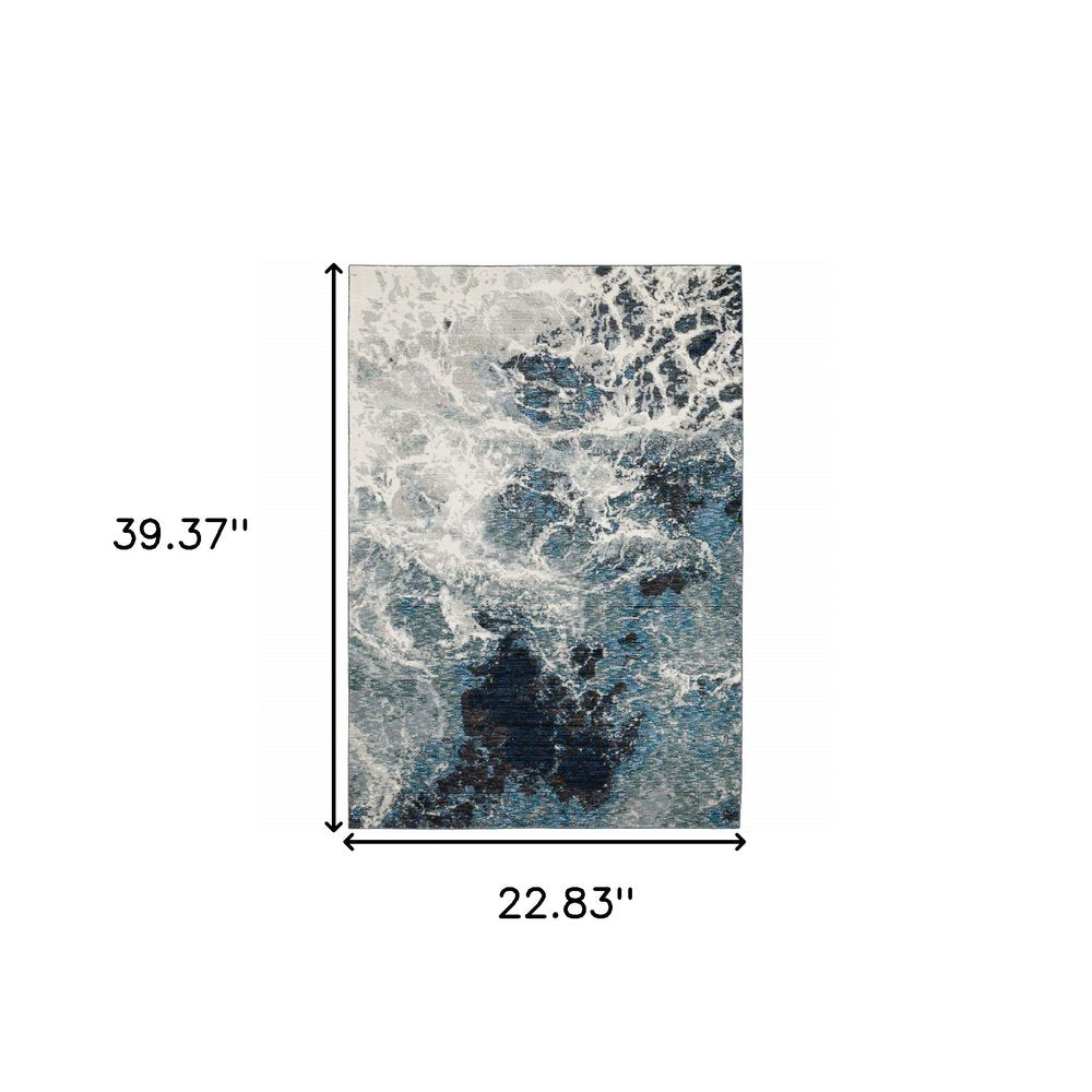 2' X 3' Gray Abstract Power Loom Area Rug