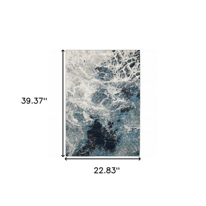 2' X 3' Gray Abstract Power Loom Area Rug