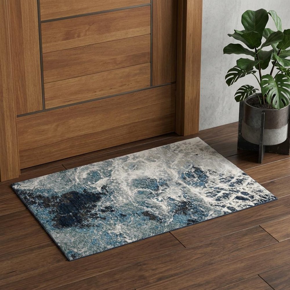 2' X 3' Gray Abstract Power Loom Area Rug