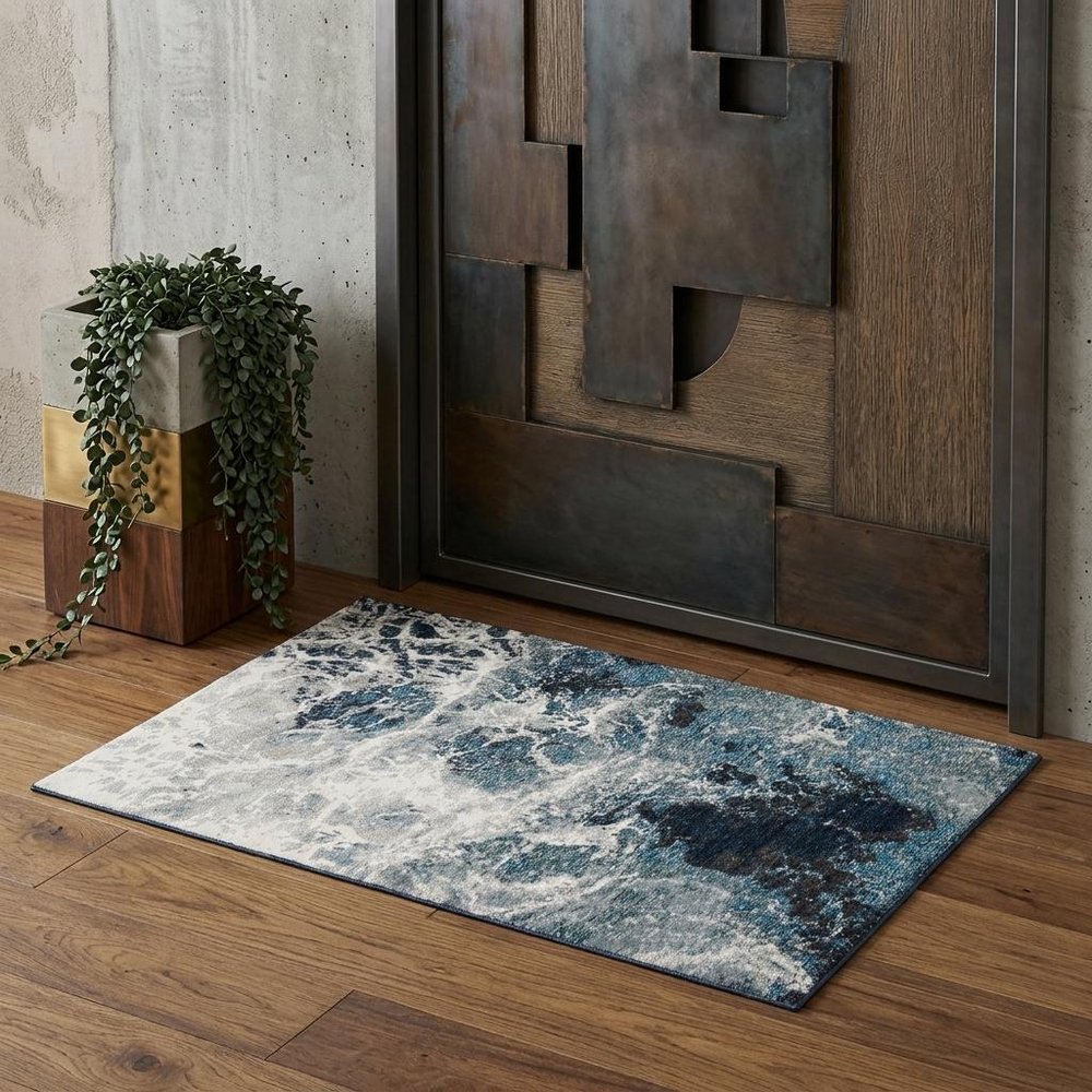 3' X 5' Gray Abstract Power Loom Area Rug