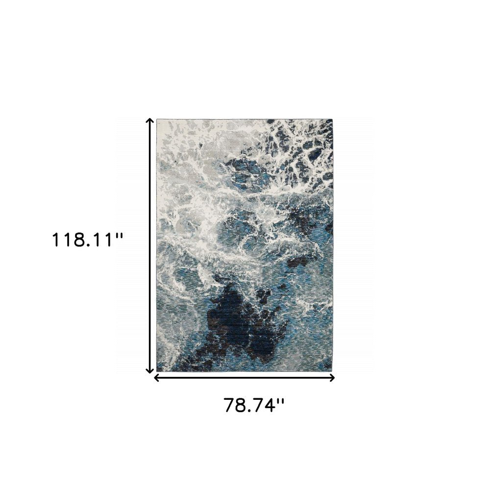 7' X 10' Gray Abstract Power Loom Area Rug