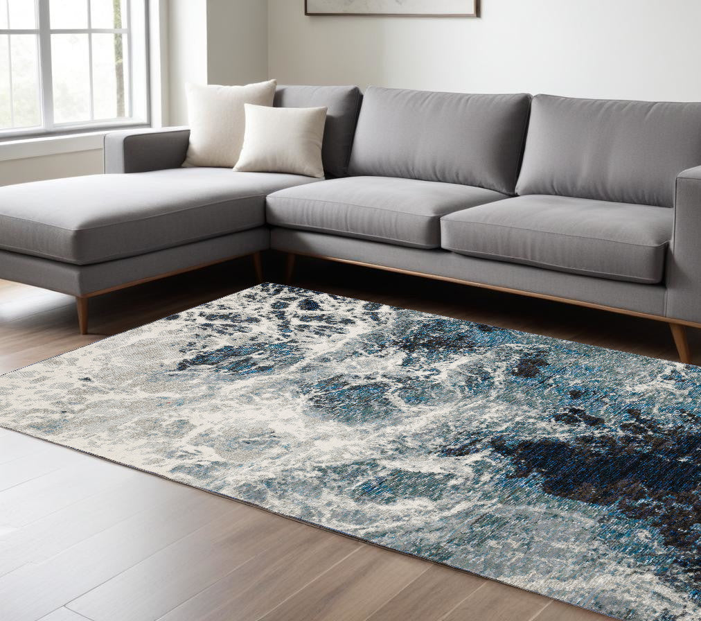 7' X 10' Gray Abstract Power Loom Area Rug