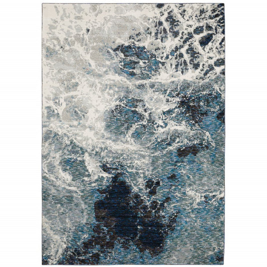7' X 10' Gray Abstract Power Loom Area Rug