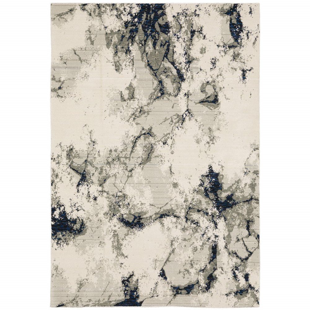 2' X 3' Gray and Black Abstract Power Loom Area Rug