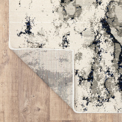 8' Gray And Black Abstract Runner Rug