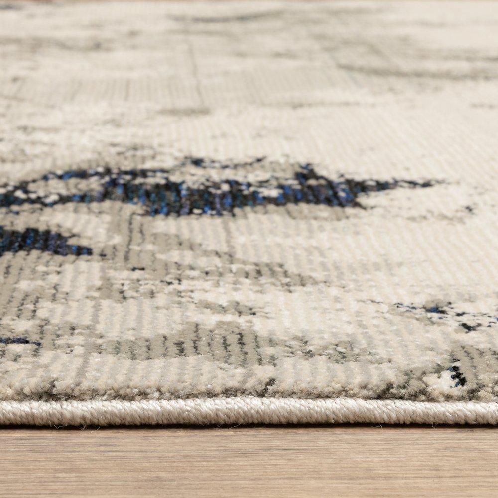 12' Gray Black And Ivory Abstract Runner Rug