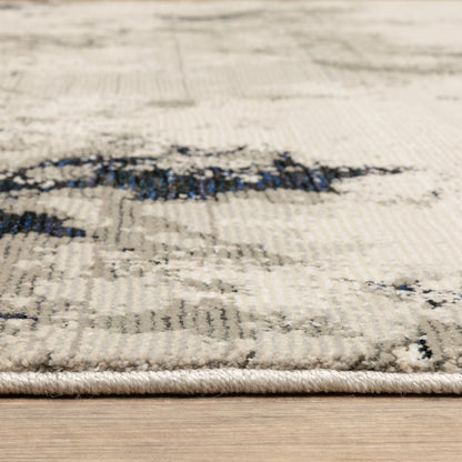 12' Gray Black And Ivory Abstract Runner Rug