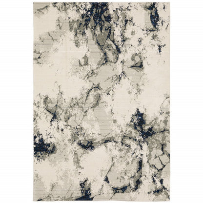 5' X 7' Gray and Black Abstract Power Loom Area Rug