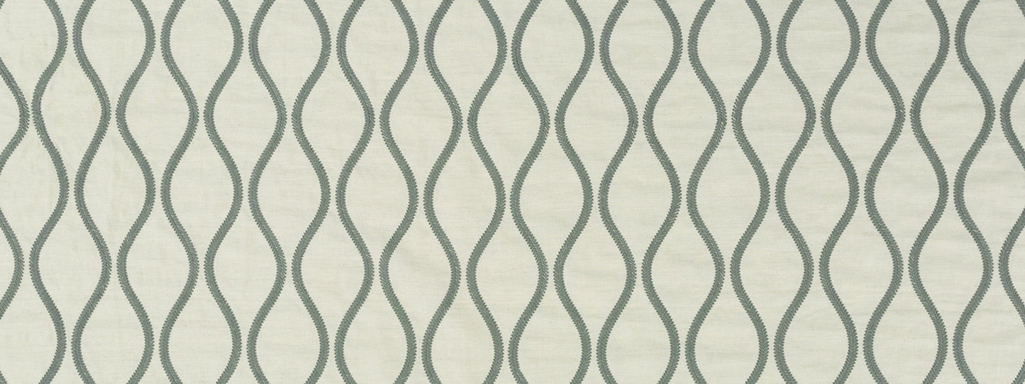 Grey wavy vertical lines on a light beige background; a repeating geometric pattern.