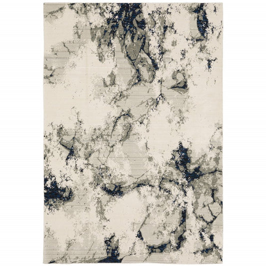 7' X 10' Gray and Black Abstract Power Loom Area Rug
