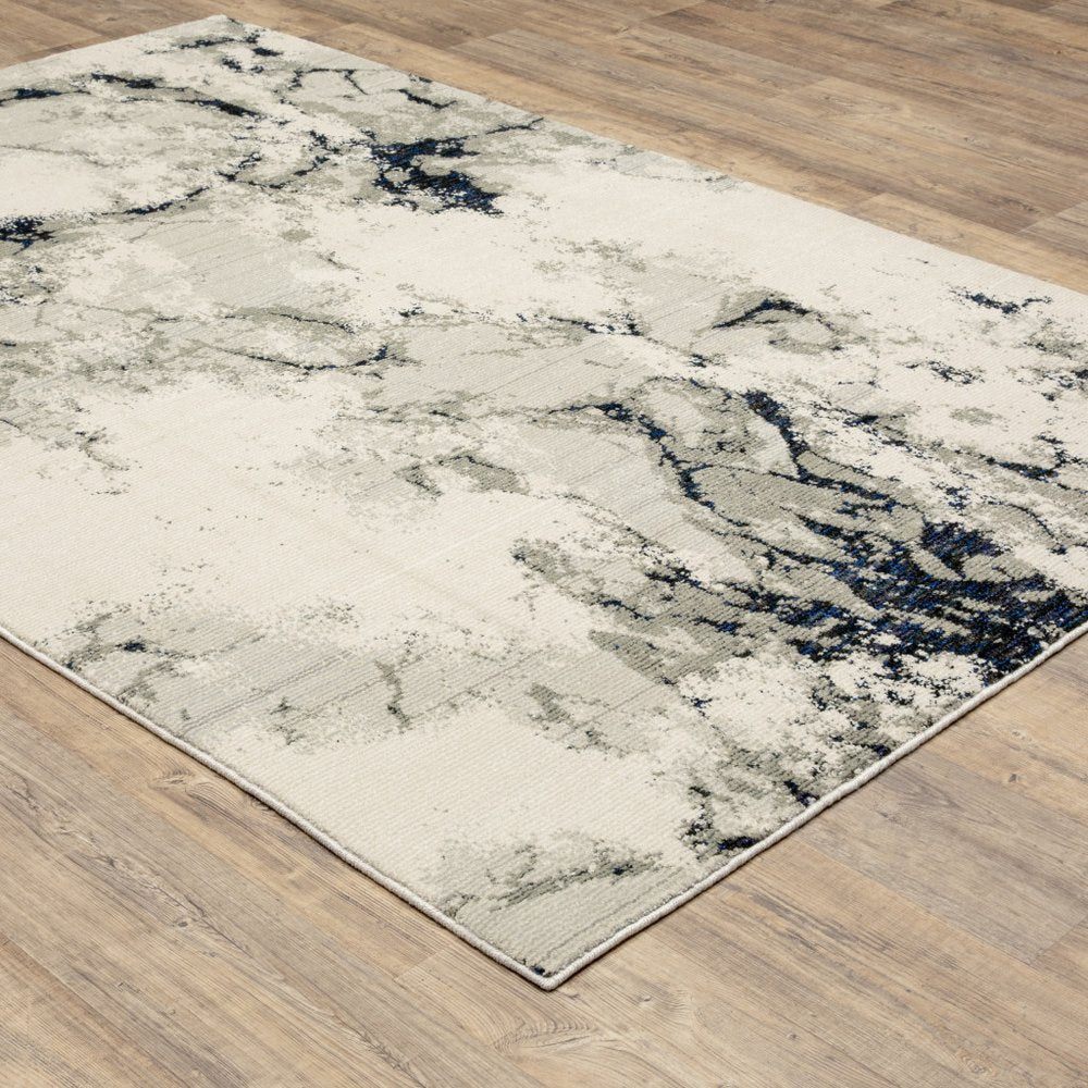 7' X 10' Gray and Black Abstract Power Loom Area Rug
