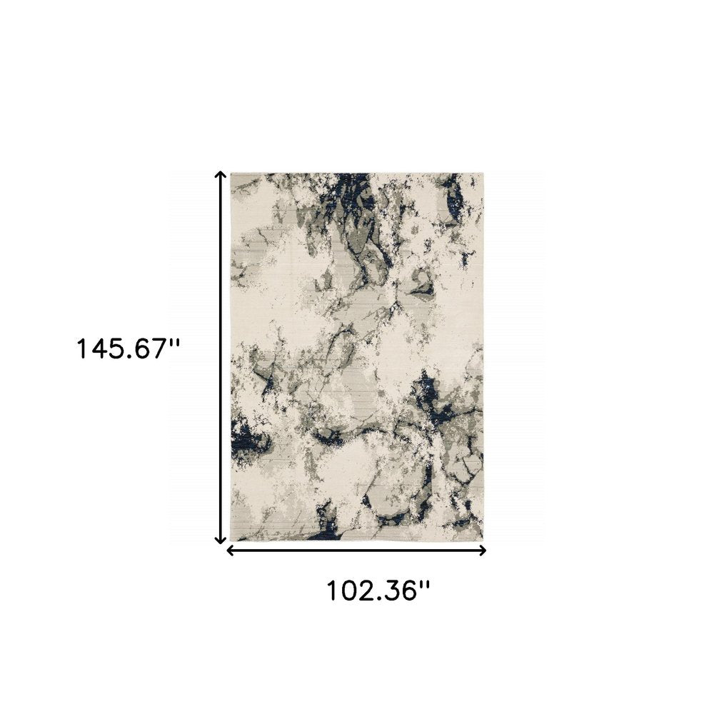 9' X 12' Gray and Black Abstract Power Loom Area Rug