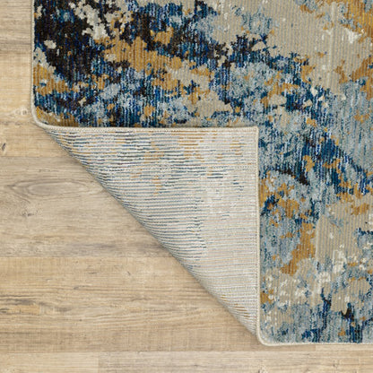8' Gray And Ivory Abstract Runner Rug