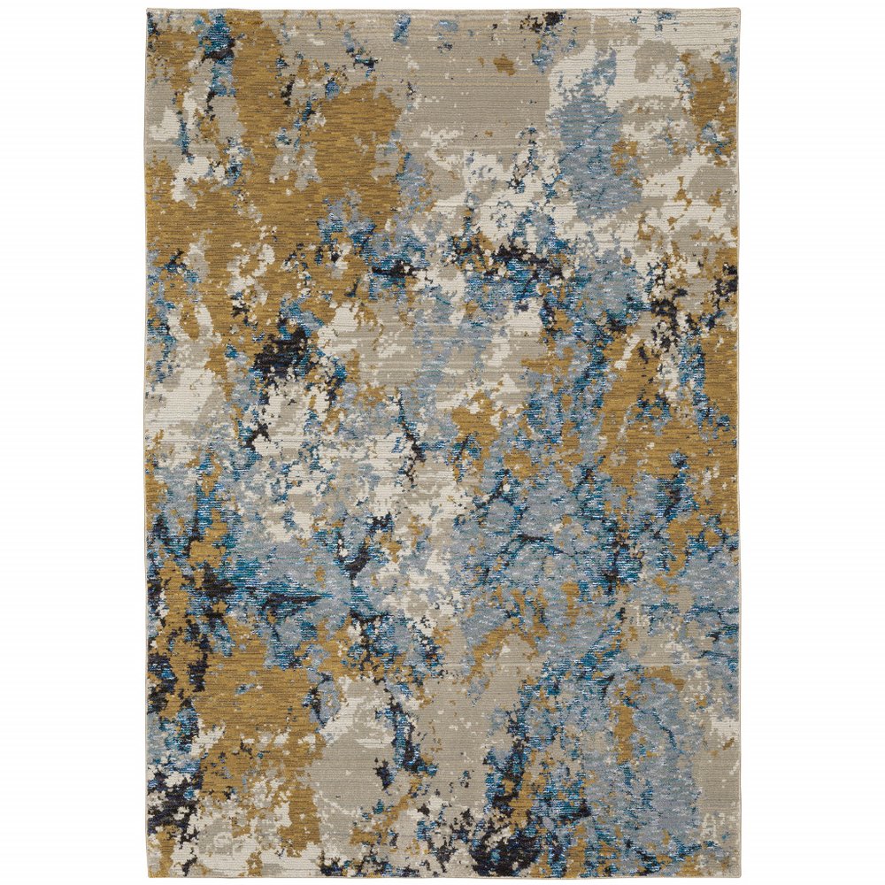 7' X 10' Gray and Ivory Abstract Power Loom Area Rug