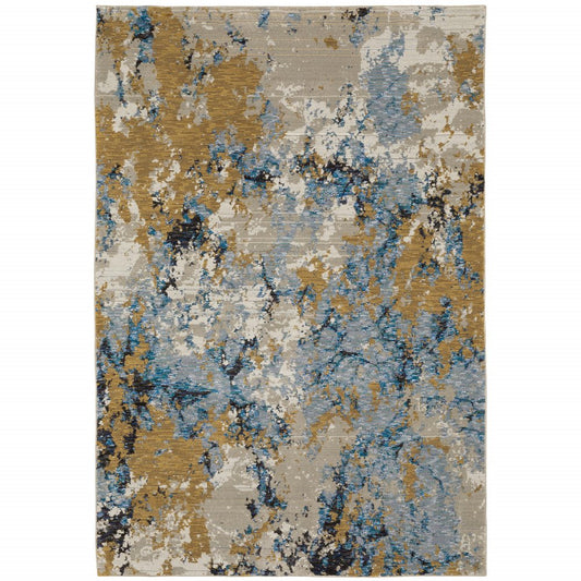 7' X 10' Gray and Ivory Abstract Power Loom Area Rug