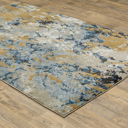7' X 10' Gray and Ivory Abstract Power Loom Area Rug