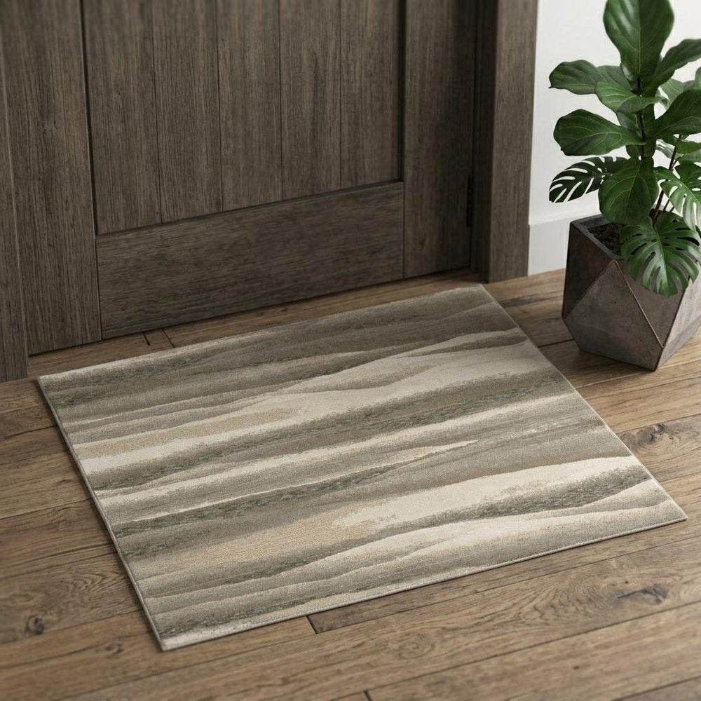 2' X 3' Blue and Gray Abstract Power Loom Area Rug