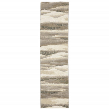 8' Blue And Gray Abstract Runner Rug