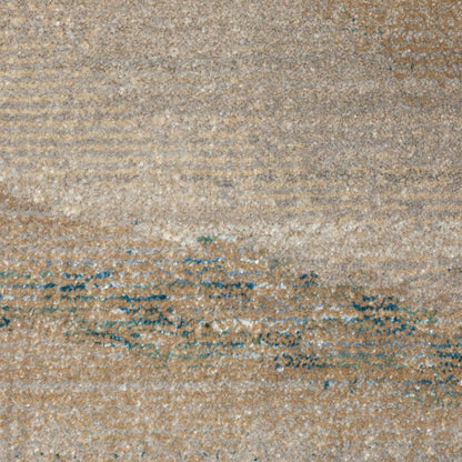 8' Blue And Gray Abstract Runner Rug