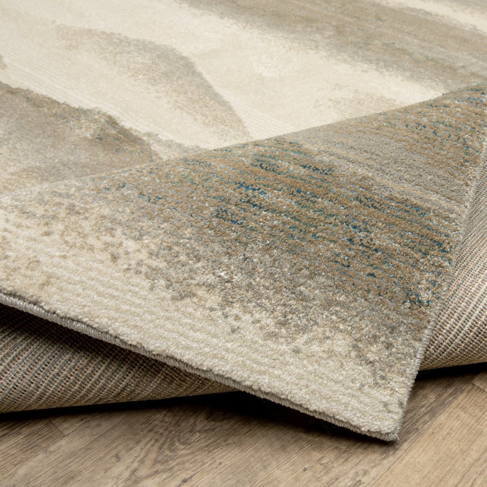8' Blue And Gray Abstract Runner Rug