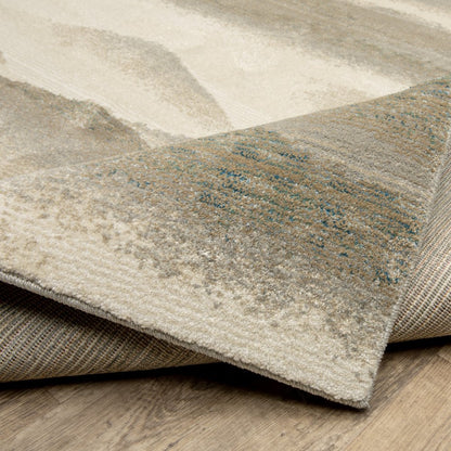 8' Blue And Gray Abstract Runner Rug
