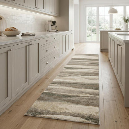 8' Blue And Gray Abstract Runner Rug