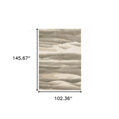 9' X 12' Blue and Gray Abstract Power Loom Area Rug