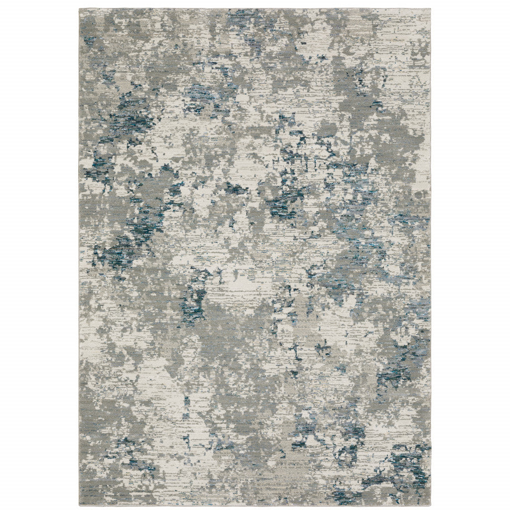 10' X 13' Blue and Beige Abstract Power Loom Area Rug