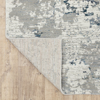 8' Blue And Beige Abstract Runner Rug