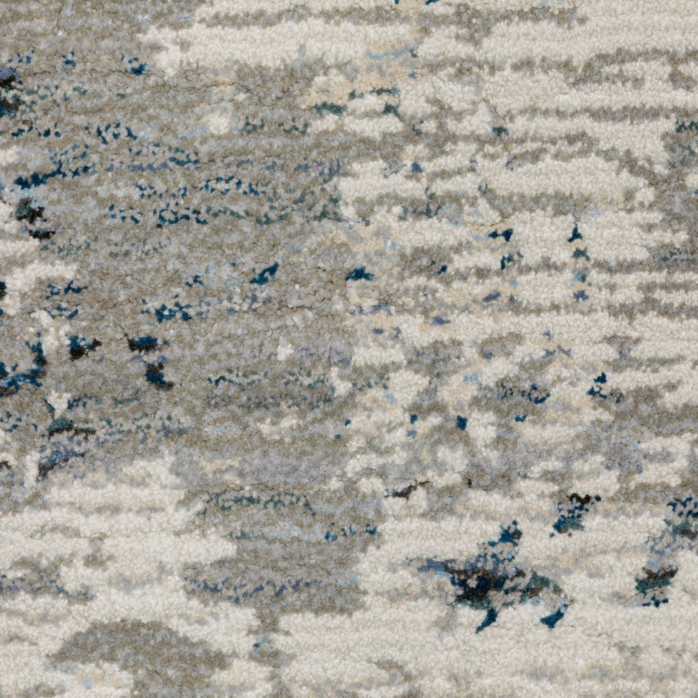 12' Blue Beige And Teal Abstract Runner Rug