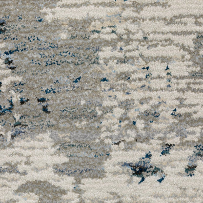 12' Blue Beige And Teal Abstract Runner Rug