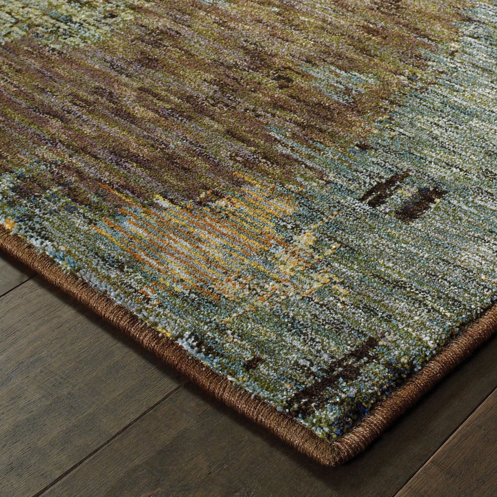 8' Blue And Ivory Abstract Runner Rug