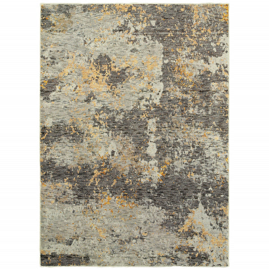 10' x 13' Gray and Ivory Abstract Power Loom Area Rug