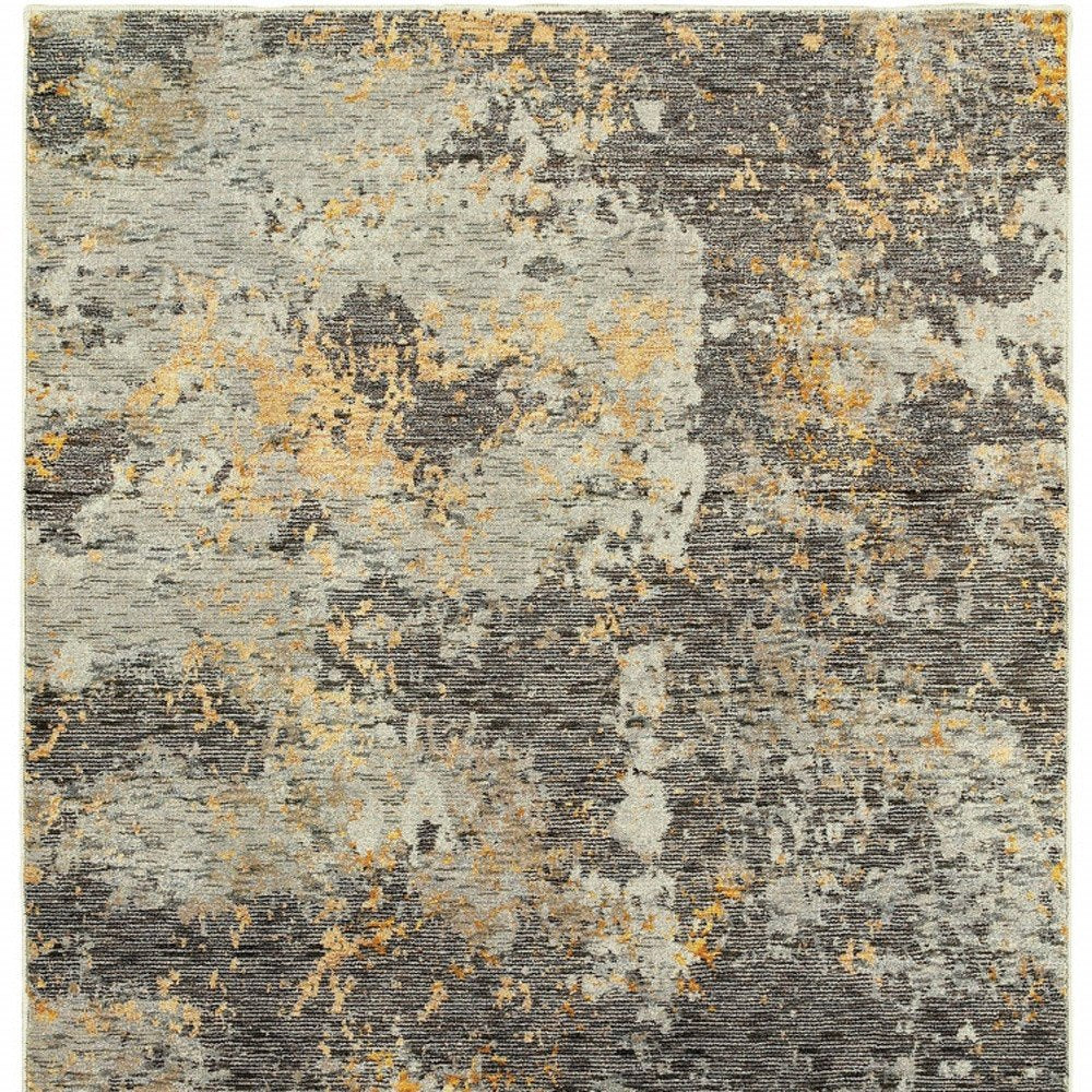 2' X 3' Gray and Ivory Abstract Power Loom Area Rug